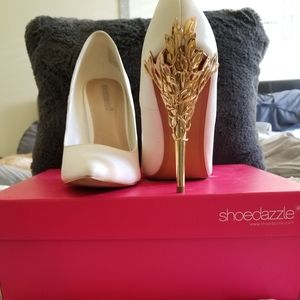 White Gold Flame Pumps